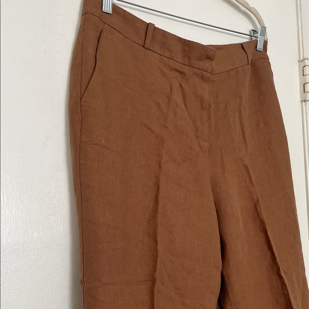Talbots Men's Rust-Brown Linen Trousers - Picture 5 of 5